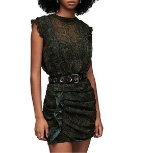 All Saints Dark Green Mini Dress